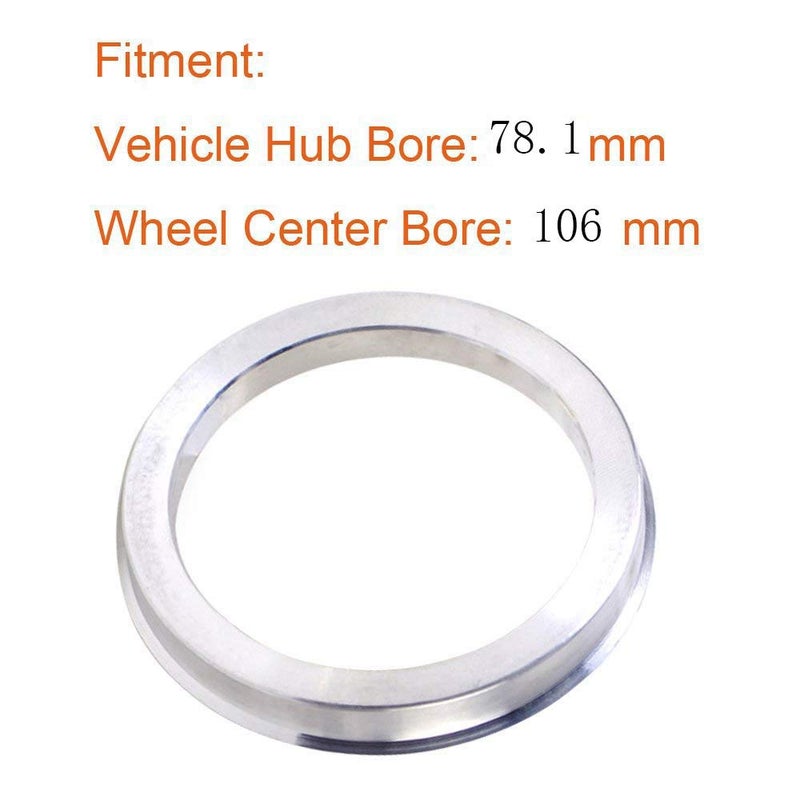ZHTEAPR 4pc Wheel Hub Centric Rings 106 to 78.1 OD 106mm ID 78.1mm - Aluminium Alloy Wheel Hubrings 78.1 to 106 - Image 3